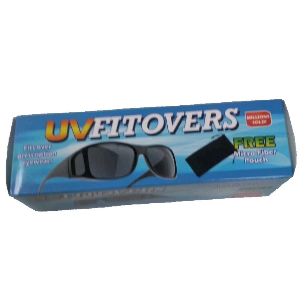 UV Fitovers Black Sunglasses With Bonus Micro-Fiber Pouch, Brand New